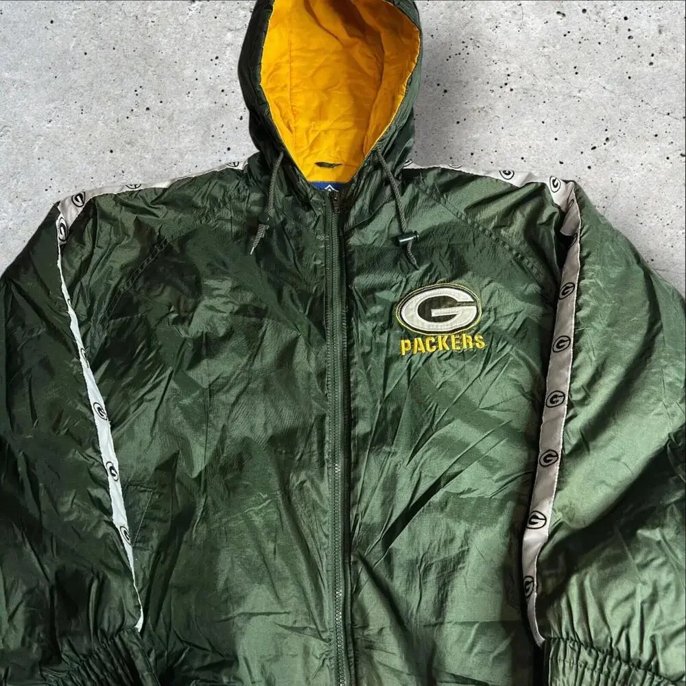 VTG 90s Game Day Green Bay Packers Colorblock Parka Jacket Mens Size L